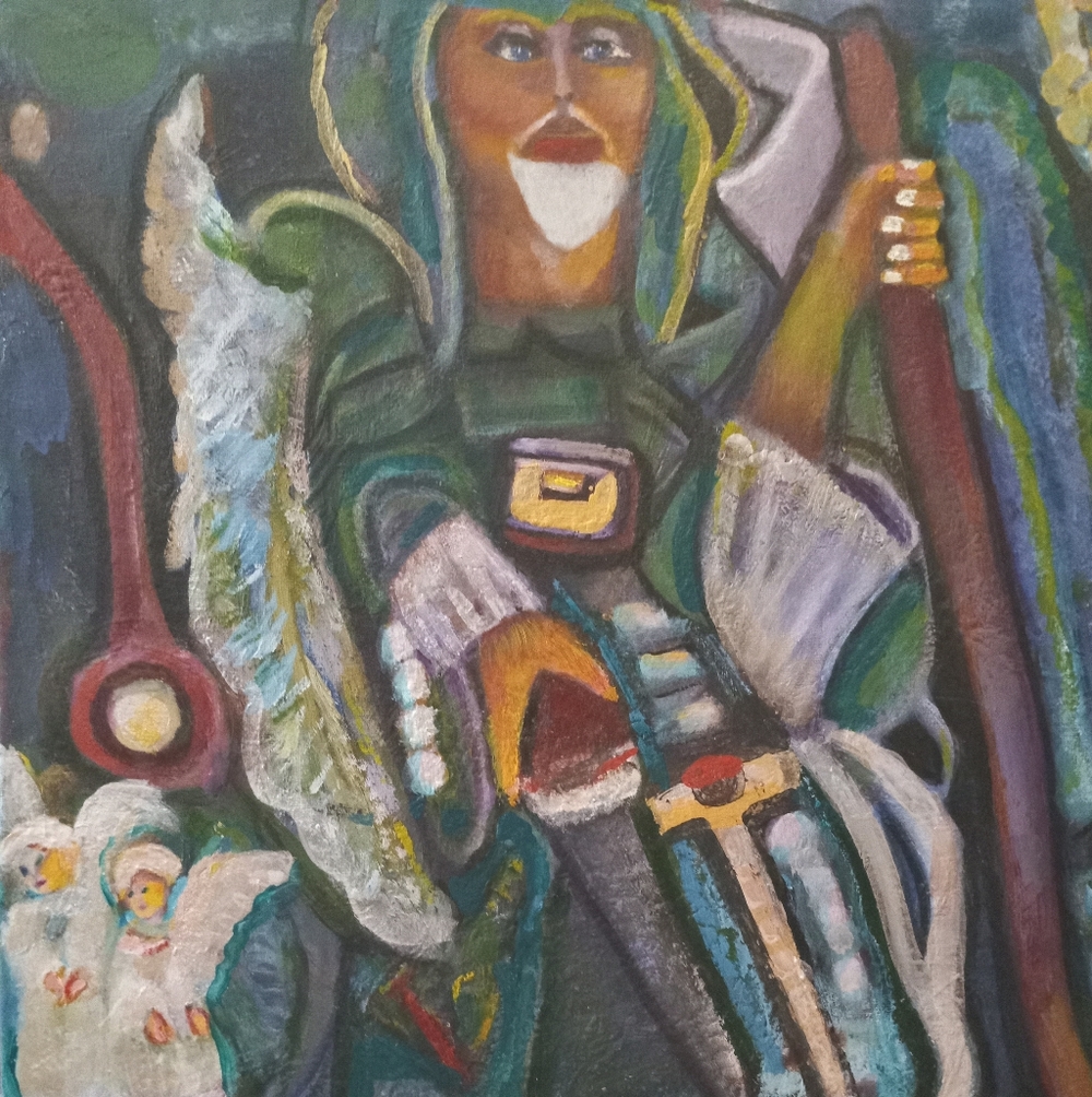 Micheal Arc Angle Oil Medium Michael Archangel Painting Original